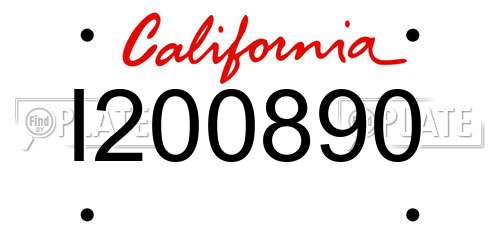 I200890 California License Plate