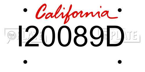 I20089D California License Plate