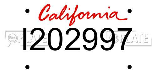 I202997 California License Plate