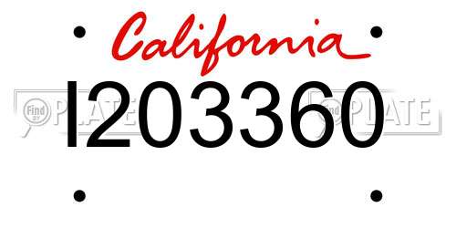 I203360 California License Plate
