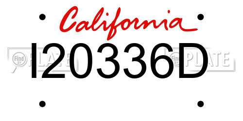 I20336D California License Plate