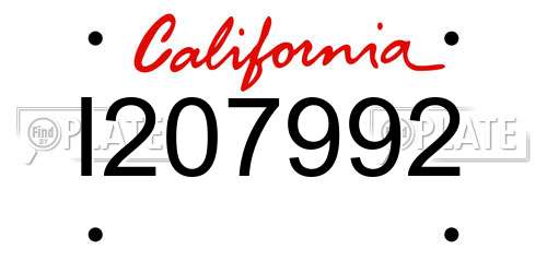 I207992 California License Plate