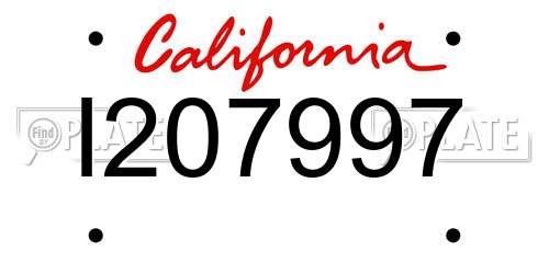 I207997 California License Plate