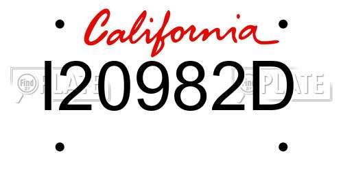 I20982D California License Plate
