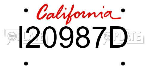 I20987D California License Plate