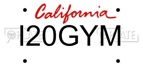 I20GYM California License Plate