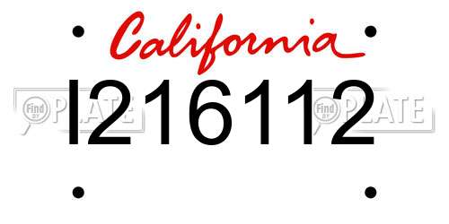I216112 California License Plate