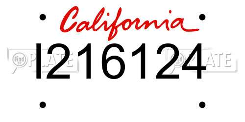 I216124 California License Plate