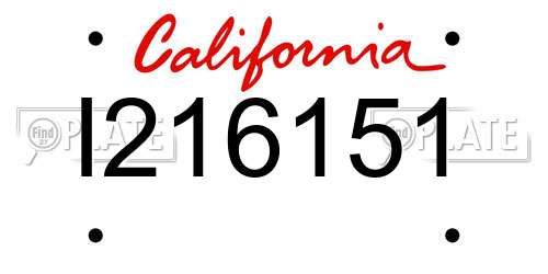 I216151 California License Plate