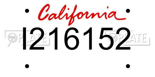 I216152 California License Plate