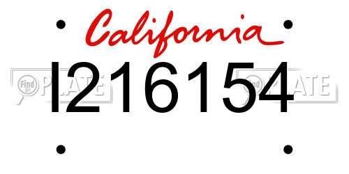 I216154 California License Plate