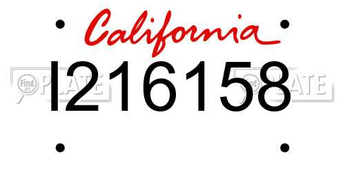I216158 California License Plate