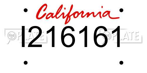 I216161 California License Plate