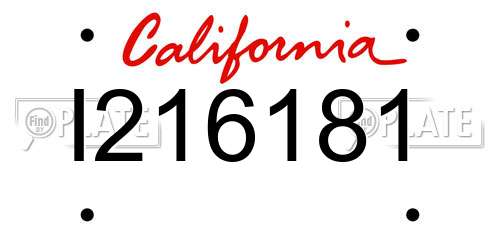 I216181 California License Plate