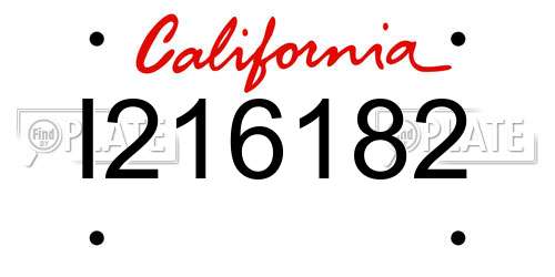 I216182 California License Plate