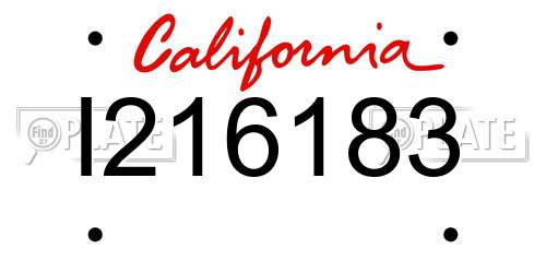I216183 California License Plate