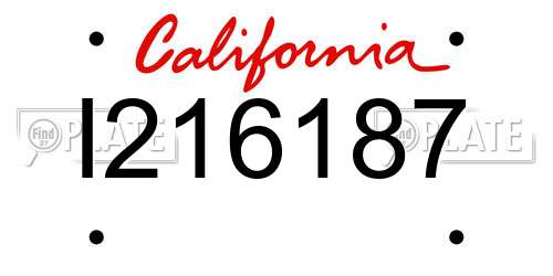 I216187 California License Plate