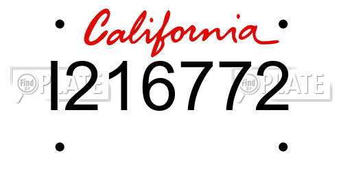 I216772 California License Plate