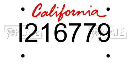 I216779 California License Plate