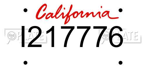 I217776 California License Plate