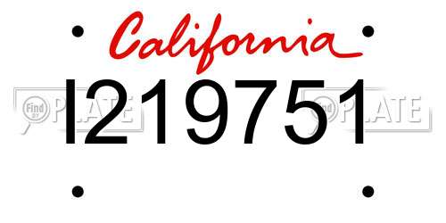 I219751 California License Plate