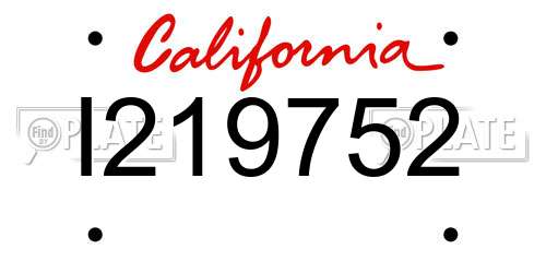 I219752 California License Plate