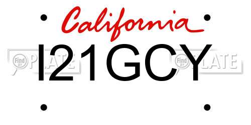 I21GCY California License Plate