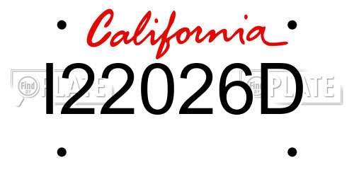 I22026D California License Plate