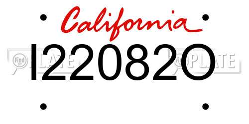 I22082O California License Plate