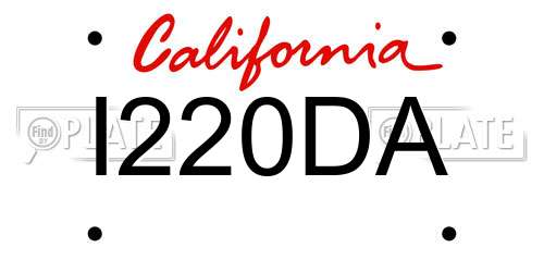 I220DA California License Plate