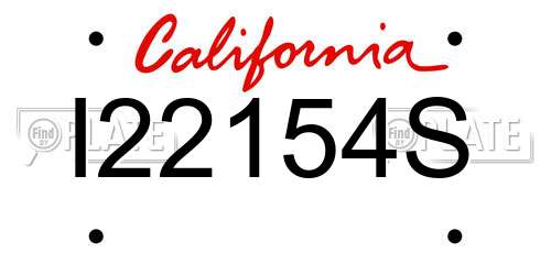 I22154S California License Plate