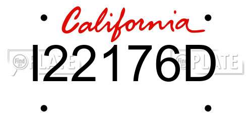 I22176D California License Plate