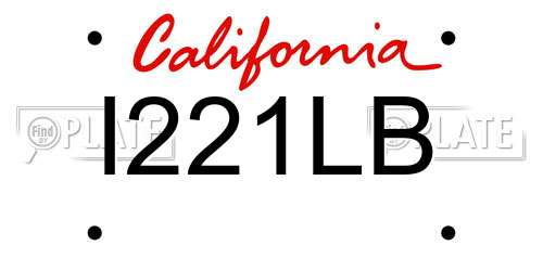 I221LB California License Plate