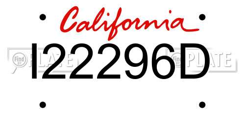 I22296D California License Plate