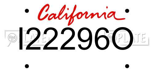 I22296O California License Plate