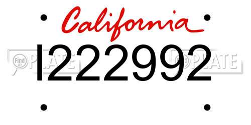 I222992 California License Plate