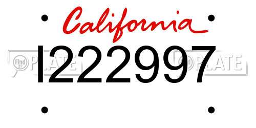 I222997 California License Plate