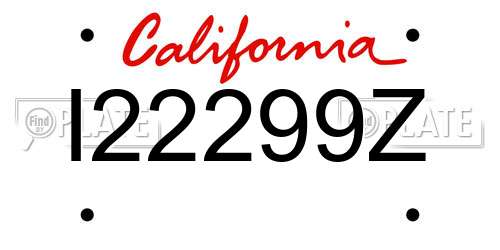 I22299Z California License Plate