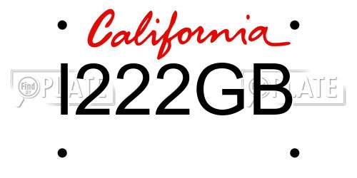 I222GB California License Plate
