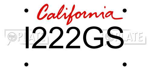 I222GS California License Plate