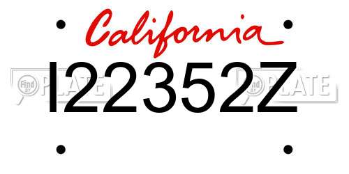 I22352Z California License Plate