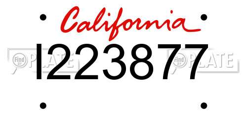 I223877 California License Plate