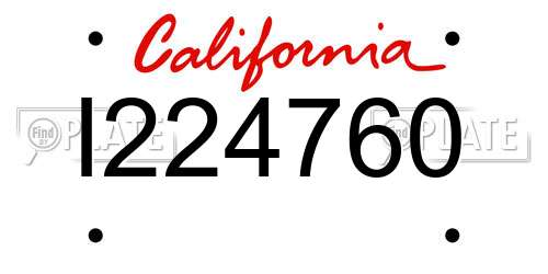 I224760 California License Plate