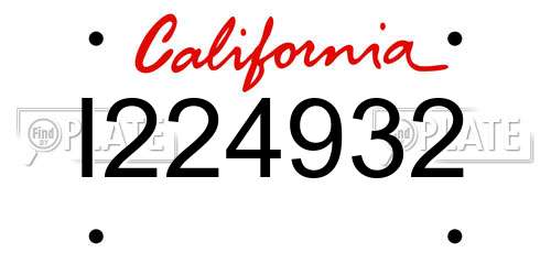 I224932 California License Plate