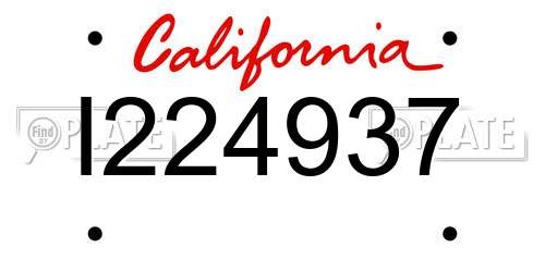 I224937 California License Plate