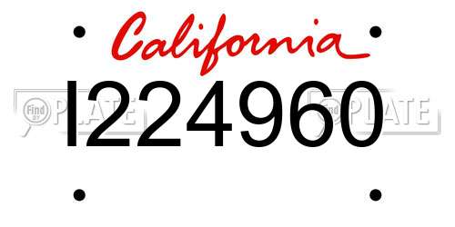 I224960 California License Plate