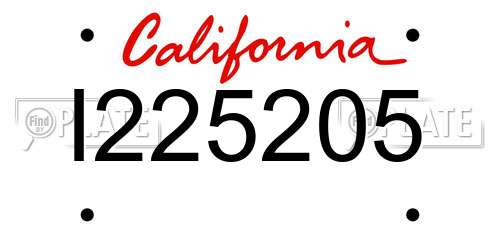 I225205 California License Plate