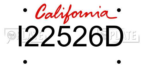 I22526D California License Plate