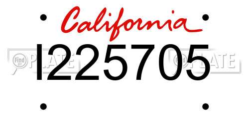 I225705 California License Plate
