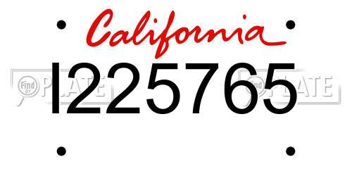 I225765 California License Plate